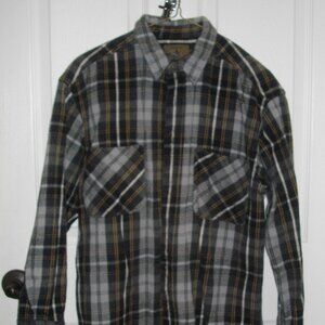 Men's St. John's Bay black and gray flannel shirt, plaid. Size medium.